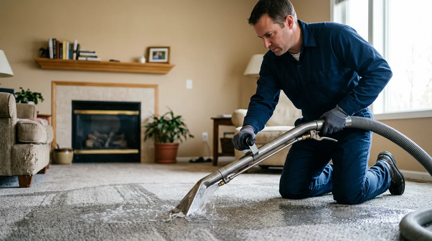 Water damage restoration technician working near Franklin, NH